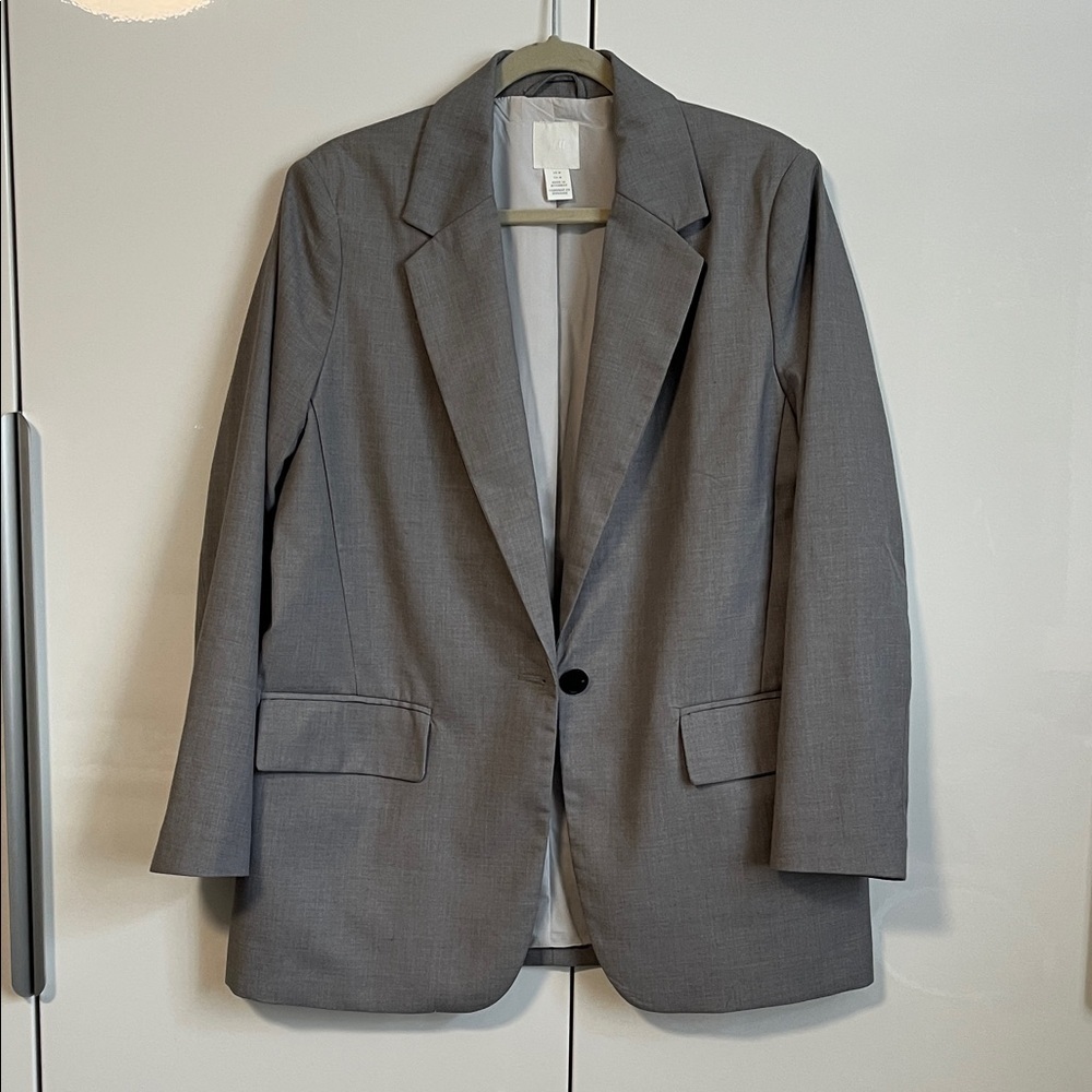 H&M Grey Lightweight Oversized Blazer, Size M